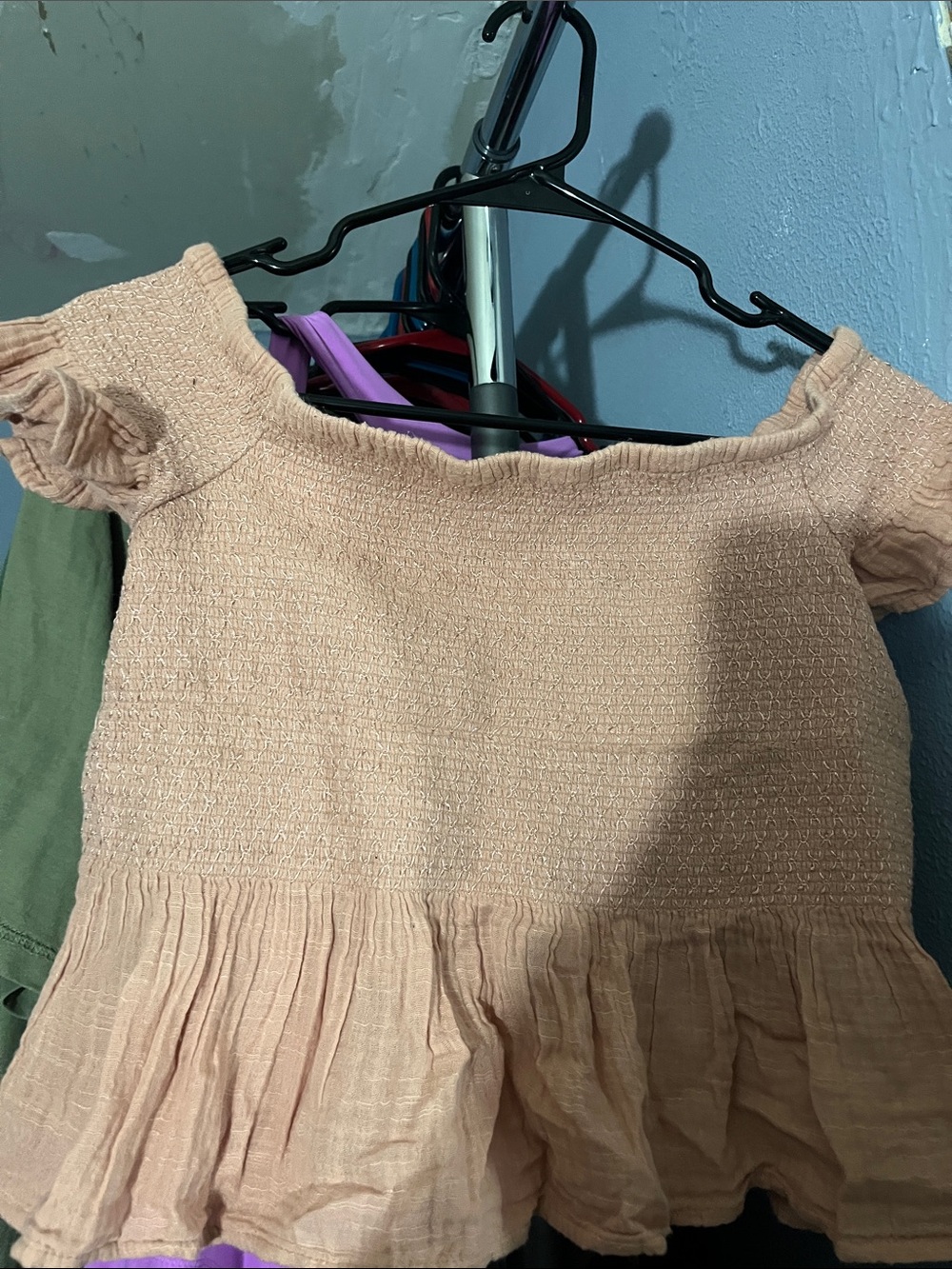 American Eagle Outfitters Dusty Pink Smocked Top